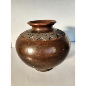 Vtg Ukhamba Burnished & Coiled Clay Zulu Beer Pot South African Vessel